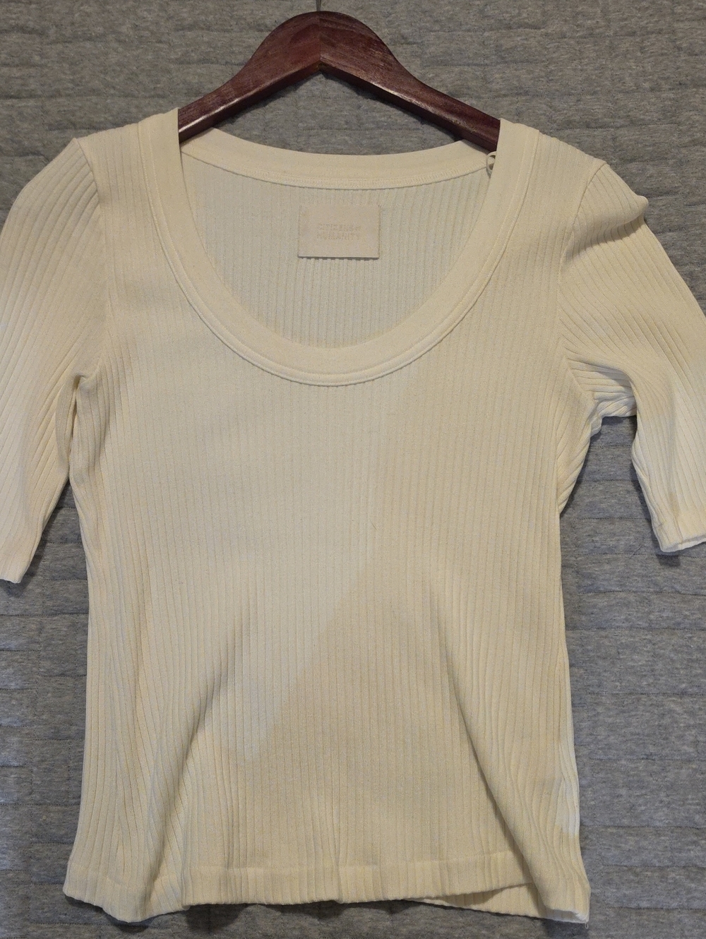 Citizens Of Humanity Cream Ribbed Scoop Neck Tee